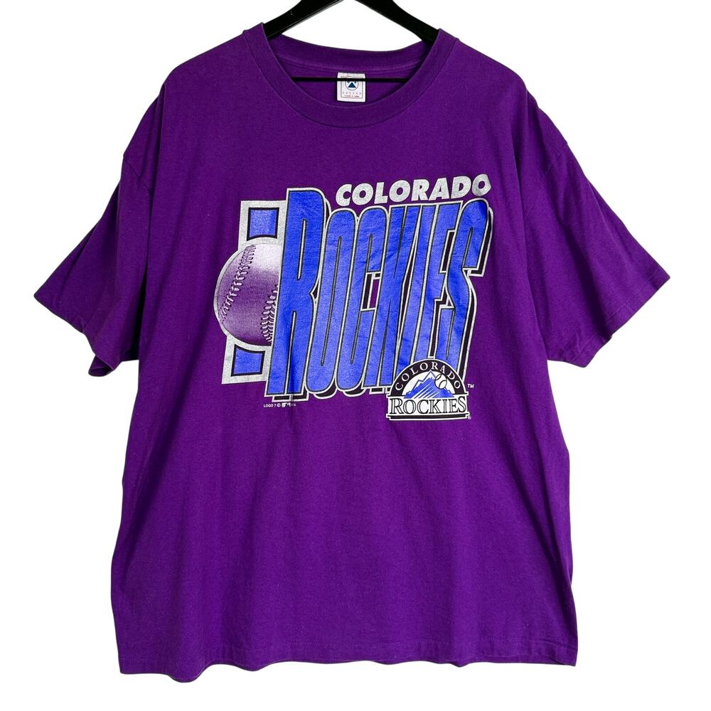 Vintage 1995 Colorado Rockies Purple TShirt Single Stitch Delta USA - XXL 2XL